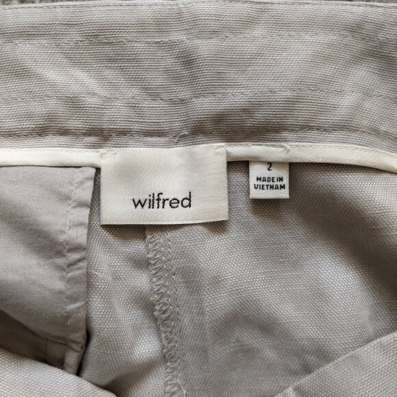 Aritzia Wilfred Allant Cropped Linen Blend Trousers with silk tie, Ashen, Size 2 - Picture 7 of 9